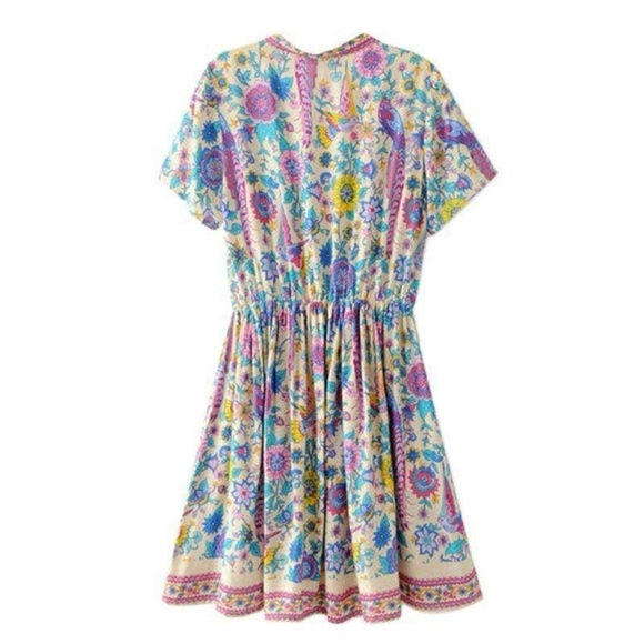 Boho Vintage Floral Print Mini Dress NWT - Picture 4 of 4